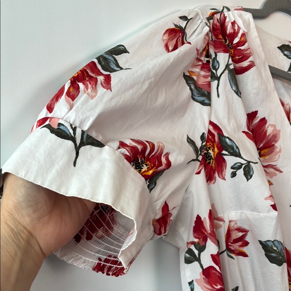 Lane Bryant Floral V-Neck Blouse Terracotta Print - Picture 5 of 9